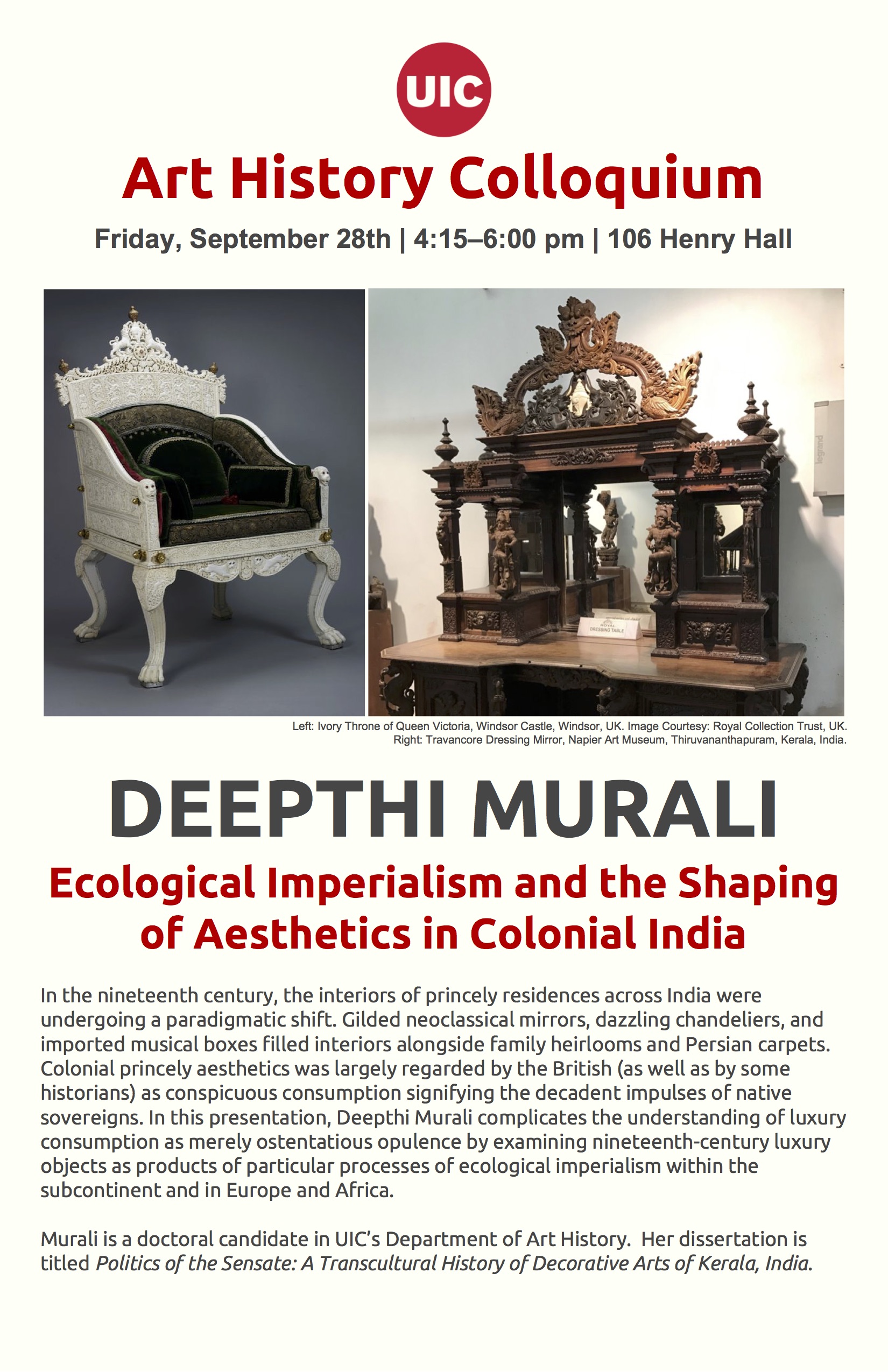 UIC Art History Colloquium DEEPTHI MURALI artandarthistory.uic.edu